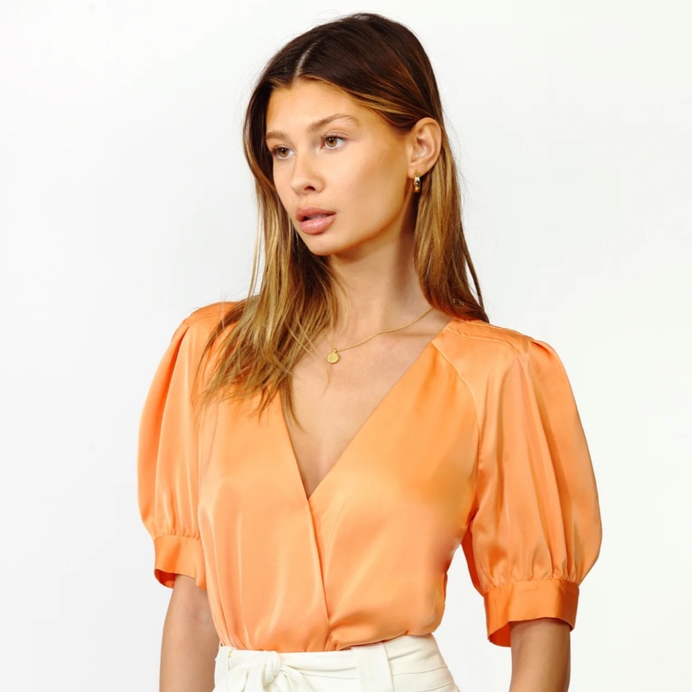 Adelyn Rae Mae Pleated Puff Sleeve Bodysuit